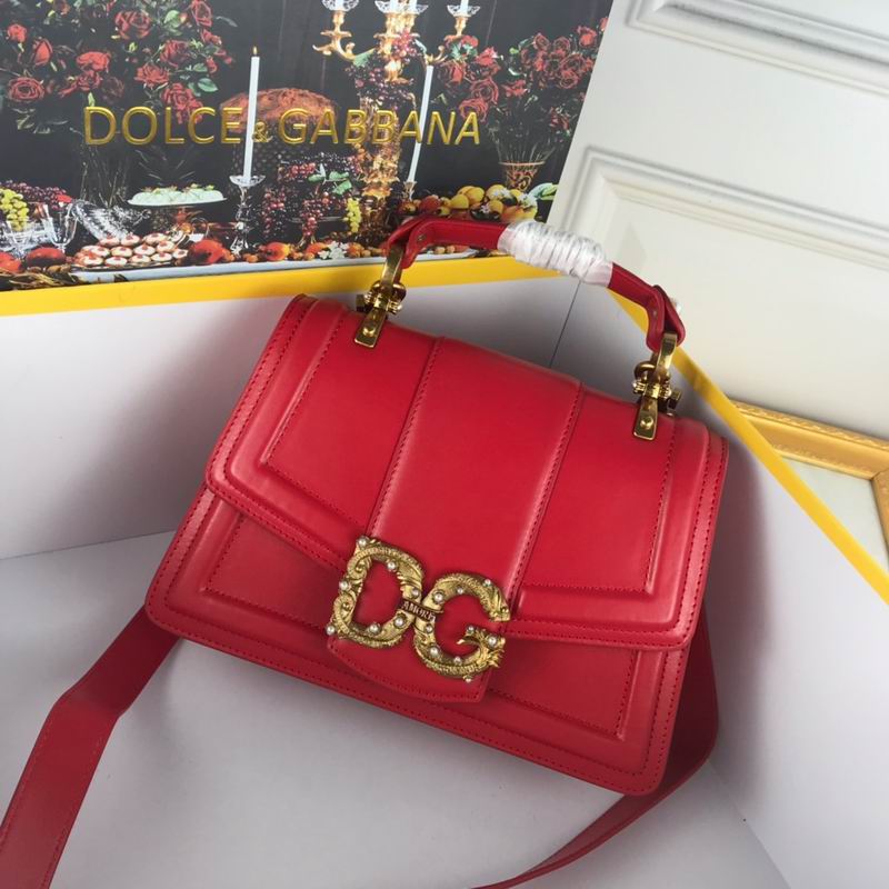 Dolce & Gabbana DG Amore Top-Handle Shoulder Bag in Red Leather