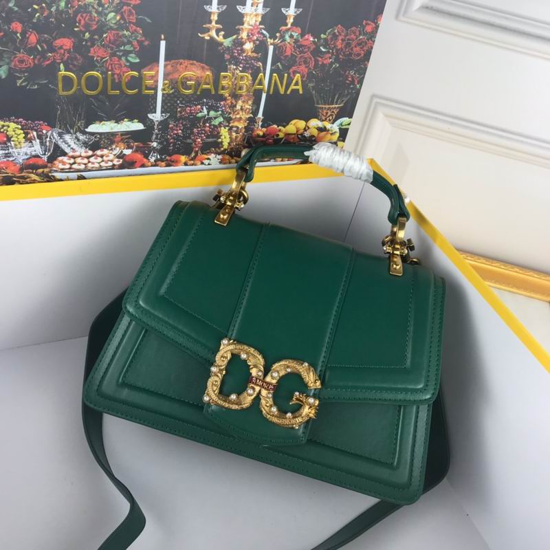 Dolce & Gabbana DG Amore Top-Handle Bag in Green Smooth Leather
