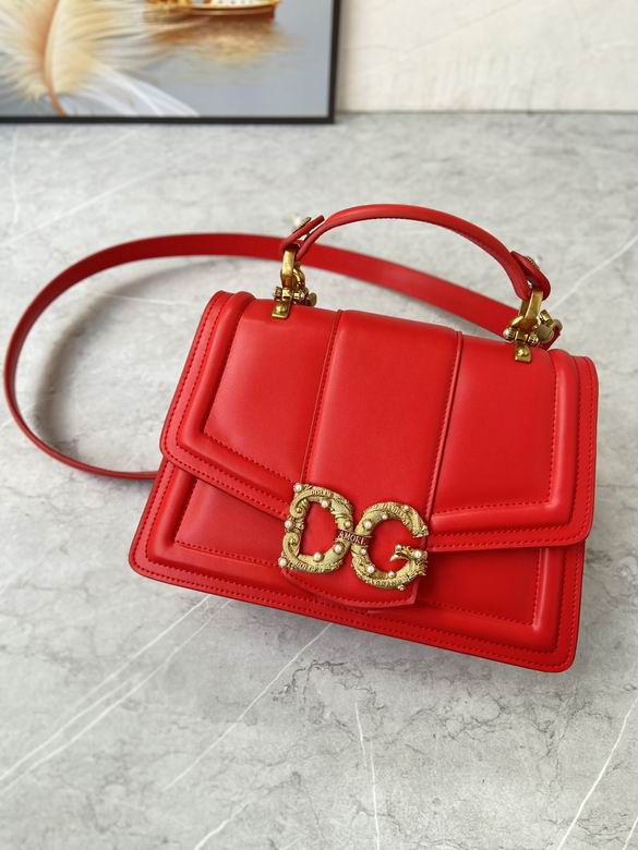 Dolce & Gabbana DG Amore Top-Handle Bag in Red Calfskin Leather