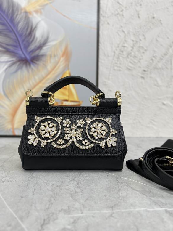 Dolce & Gabbana Sicily Micro Top-Handle Bag in Black with Crystal Embroidery