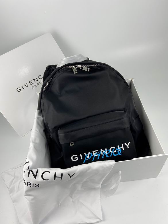 Givenchy Urban Backpack in Black Nylon with White and Blue Paris Logo Print