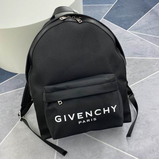 Givenchy Urban Backpack in Black Nylon Mesh with White Paris Logo