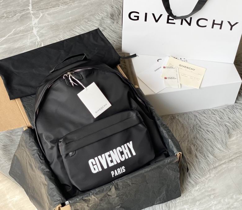 Givenchy Paris Logo Print Backpack in Black Nylon