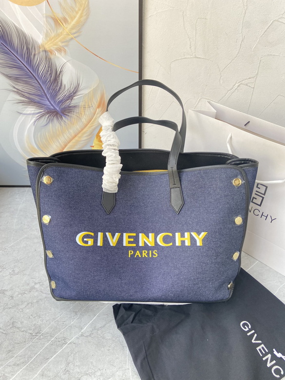 Givenchy Bond Shopper Tote Bag in Navy Denim with Yellow Logo