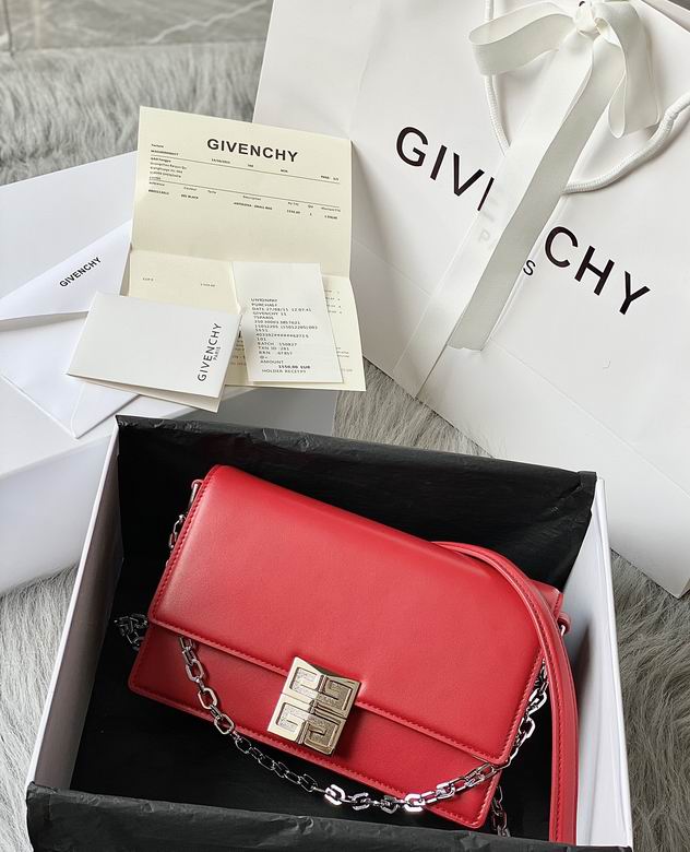 Givenchy 4G Small Shoulder Bag in Red Smooth Leather with Chain Strap