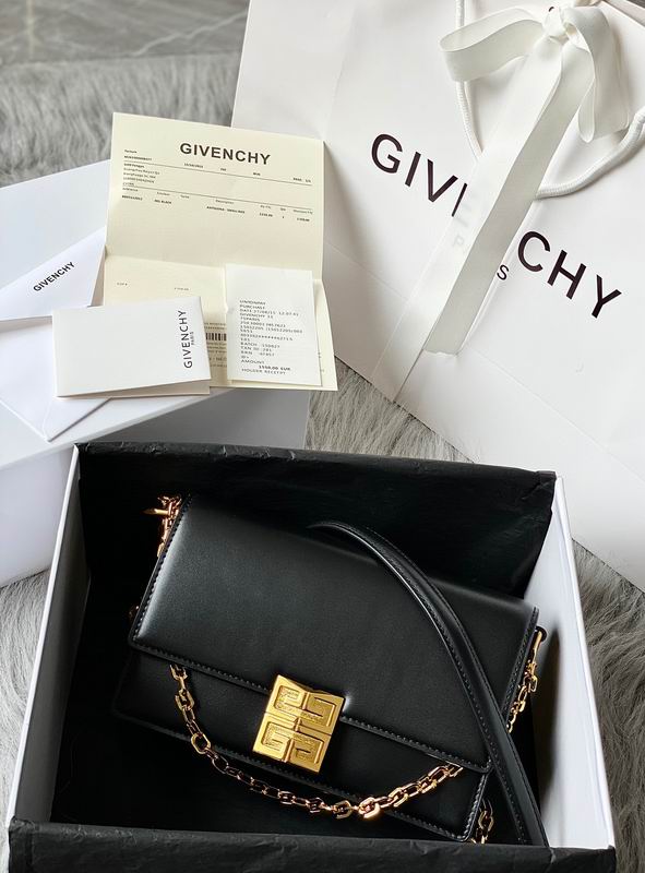 Givenchy 4G Small Chain Shoulder Bag in Black Leather with Gold Hardware