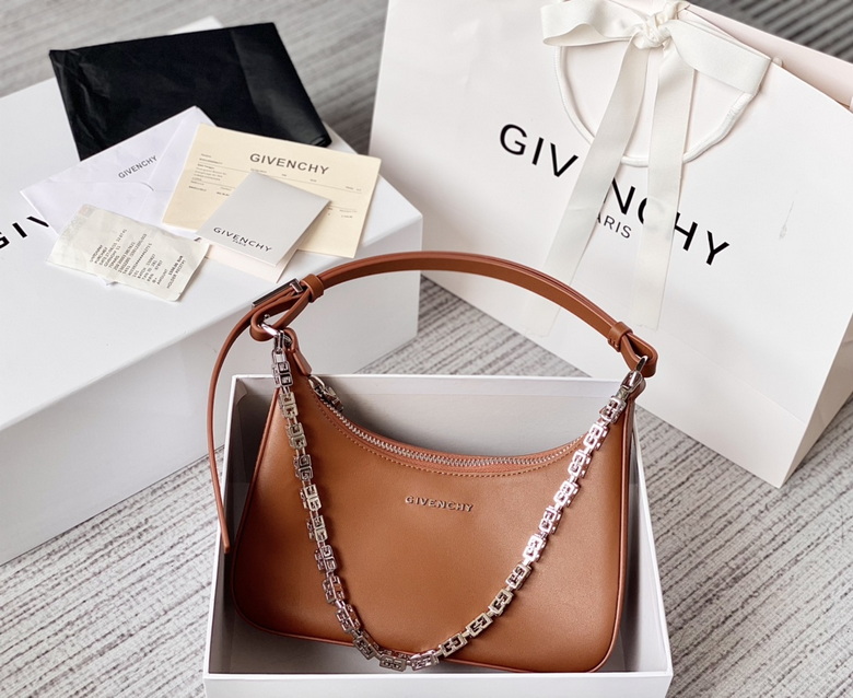 Givenchy Moon Cut Small Hobo Bag in Tan Leather with 4G Chain Strap