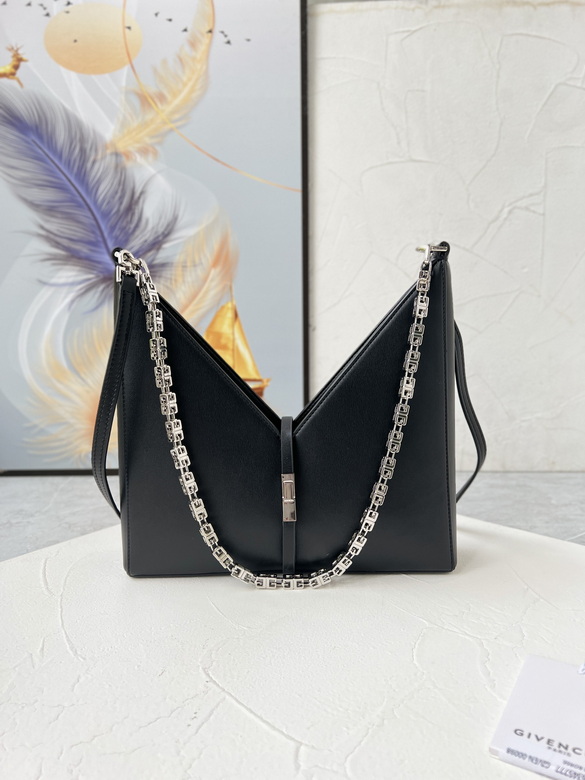 Givenchy Cut Out Small Shoulder Bag in Black Leather with G-Link Chain