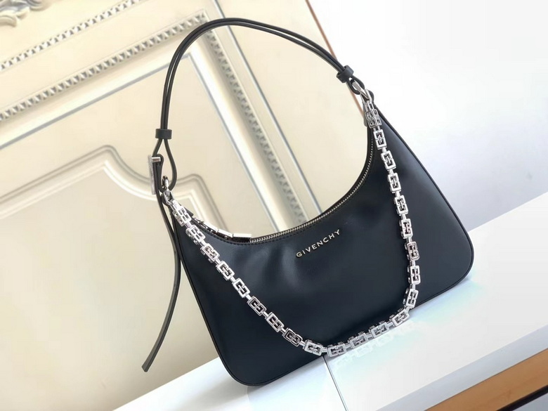Givenchy Moon Cut Out Shoulder Bag in Black Leather with G-Link Chain