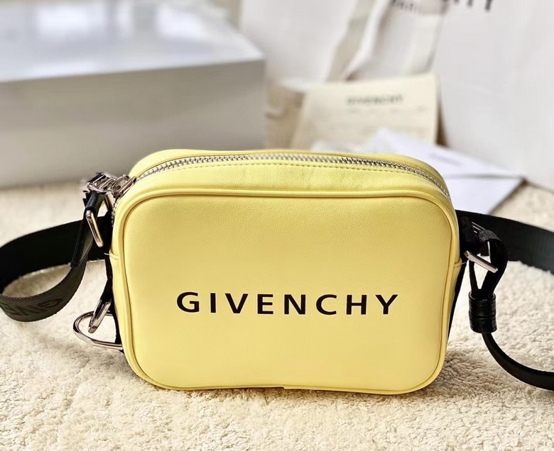 Givenchy Camera Crossbody Bag in Pastel Yellow Leather with Logo Print