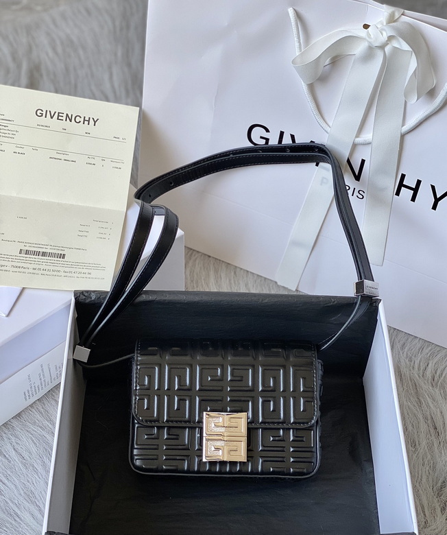 Givenchy 4G Small Shoulder Bag in Black 4G Embossed Leather