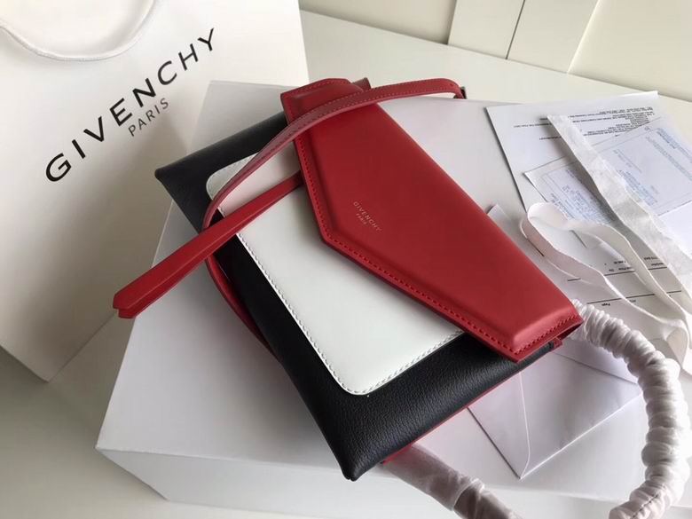Givenchy Duo Tricolor Envelope Shoulder Bag in Red, White and Black Leather