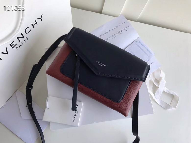 Givenchy Duetto Envelope Crossbody Bag in Black and Burgundy Leather