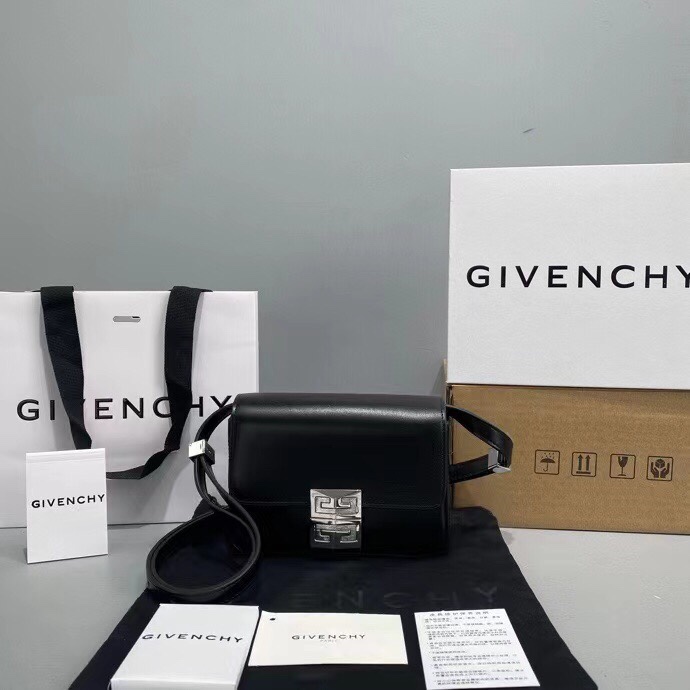 Givenchy 4G Small Shoulder Bag in Black Smooth Leather with Silver Hardware