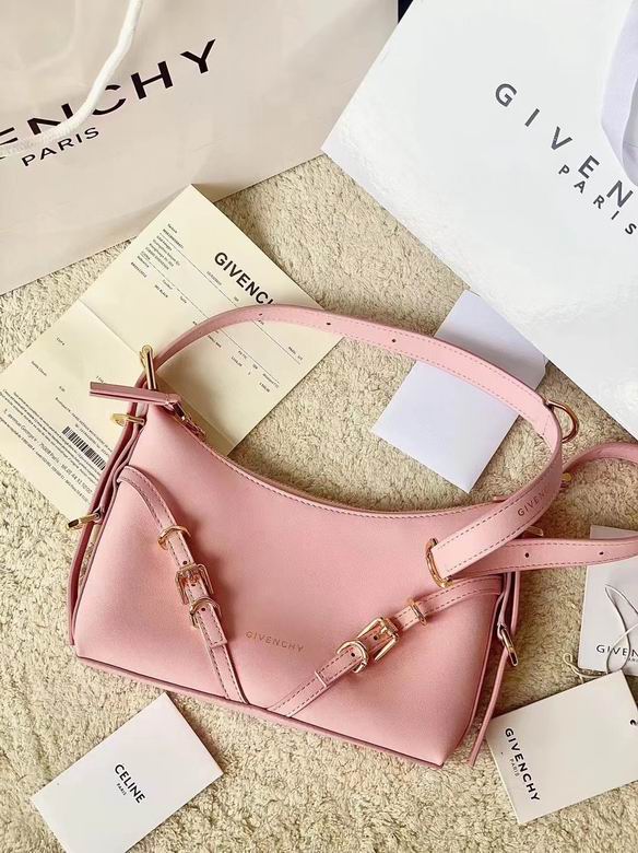 Givenchy Voyou Small Shoulder Bag with Buckle Straps in Pink Leather