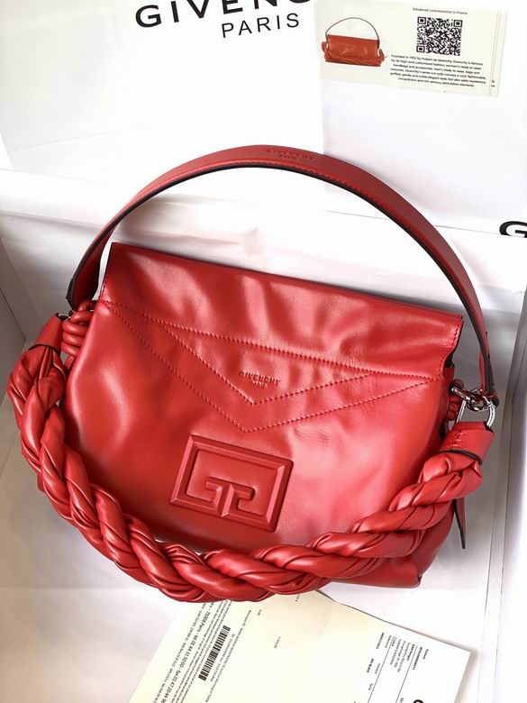 Givenchy ID93 Shoulder Bag with Twisted Braided Strap in Red Leather