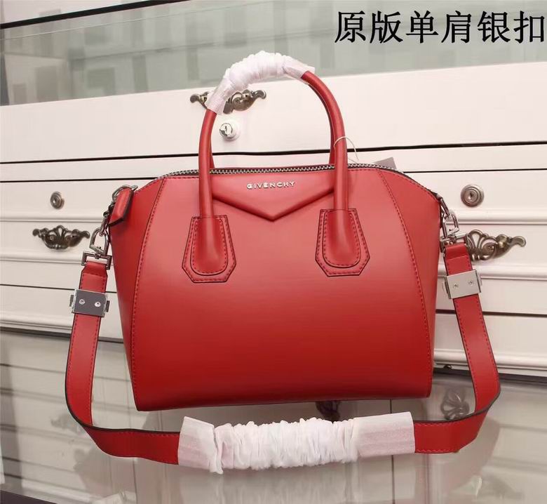 Givenchy Antigona Top-Handle Bag with Shoulder Strap in Red Smooth Leather