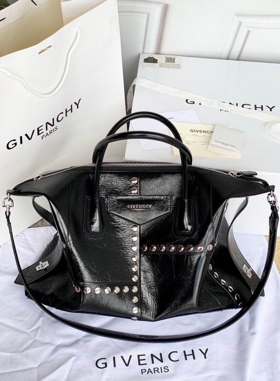 Givenchy Antigona Soft Studded Top-Handle Bag in Black Crinkled Leather
