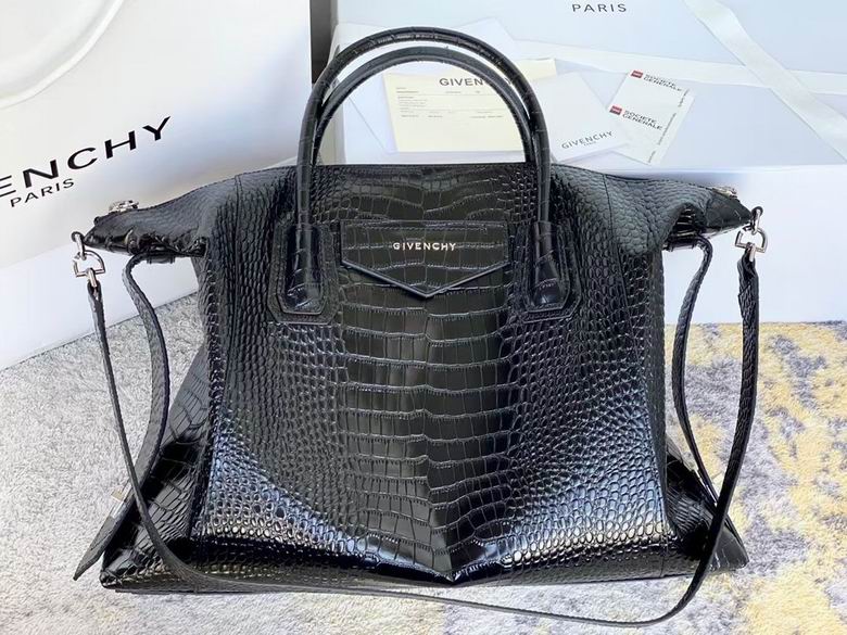 Givenchy Antigona Soft Large Top-Handle Bag in Black Croc-Embossed Leather