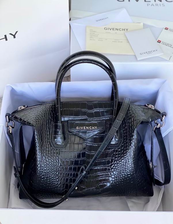 Givenchy Antigona Small Top-Handle Bag in Black Croc-Embossed Leather