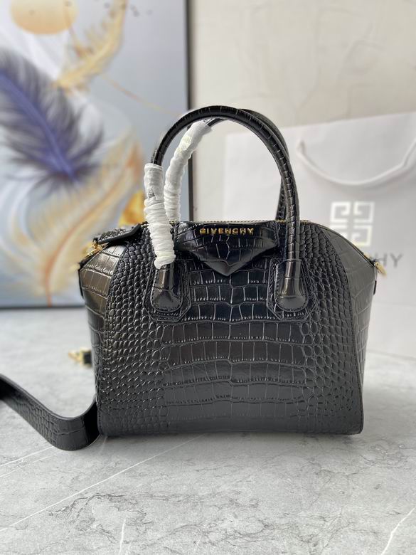 Givenchy Antigona Small Top-Handle Bag in Black Croc-Embossed Leather