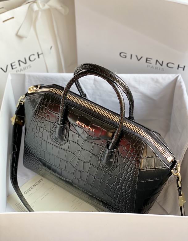 Givenchy Antigona Medium Top-Handle Bag in Black Croc-Embossed Leather