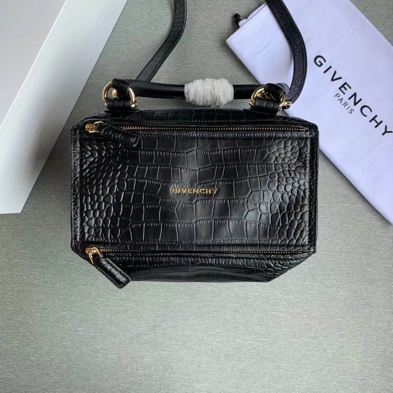 Givenchy Pandora Mini Crossbody Bag in Black Croc-Embossed Leather