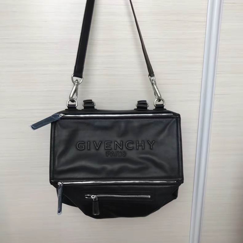 Givenchy Pandora Medium Shoulder Bag in Black Leather with Embossed Logo