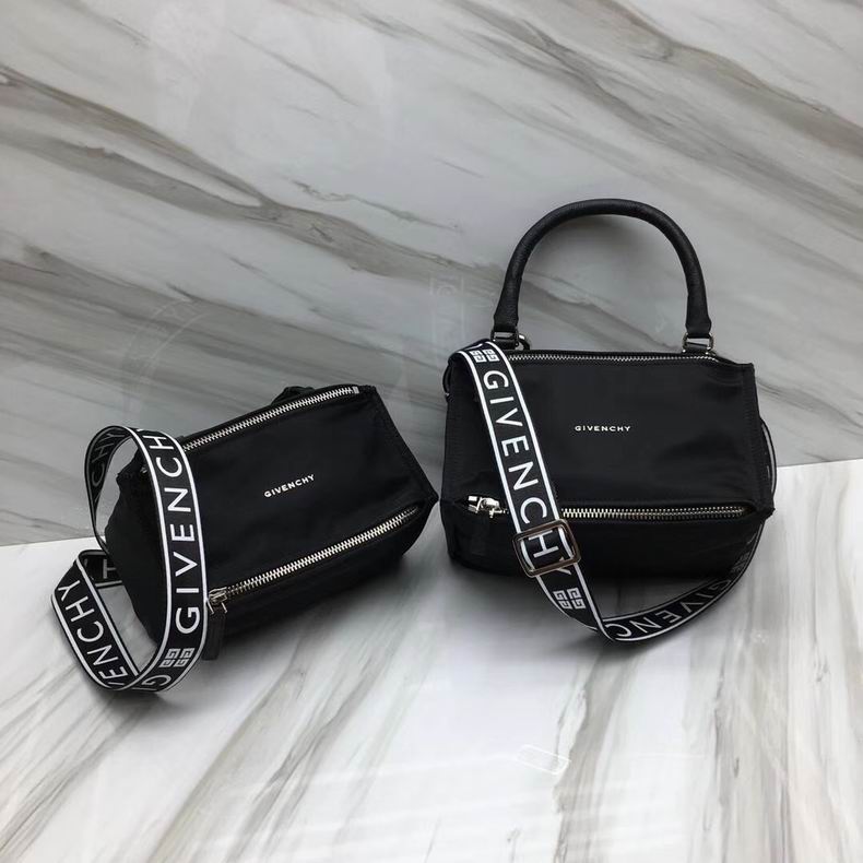 Givenchy Pandora Small Top-Handle Bag in Black Nylon with 4G Logo Strap