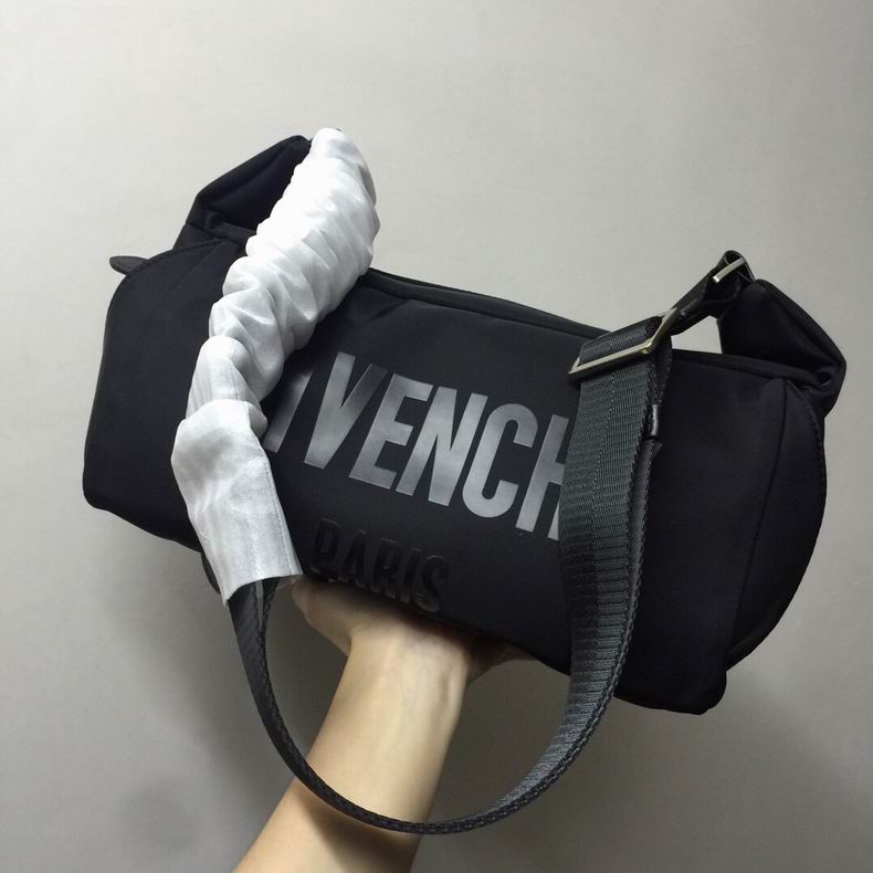 Givenchy Barrel-Shape Shoulder Bag with Logo Print in Black Nylon