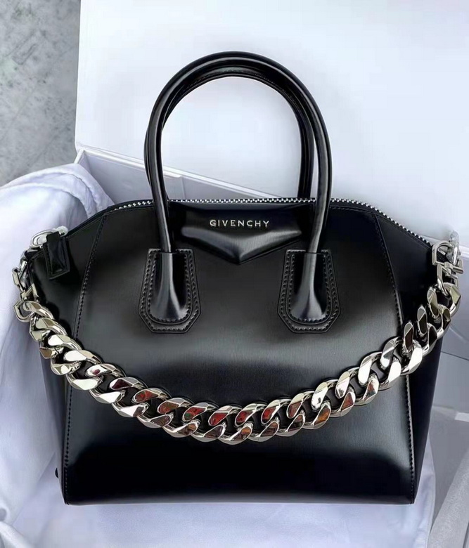 Givenchy Antigona Small Top-Handle Bag in Black Leather with Chunky Chain Strap