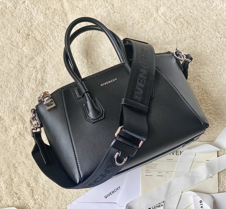 Givenchy Antigona Sport Small Top-Handle Bag in Black Leather with Logo Strap