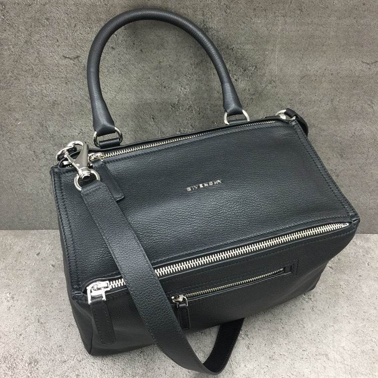 Givenchy Pandora Large Top-Handle Bag in Black Grained Leather
