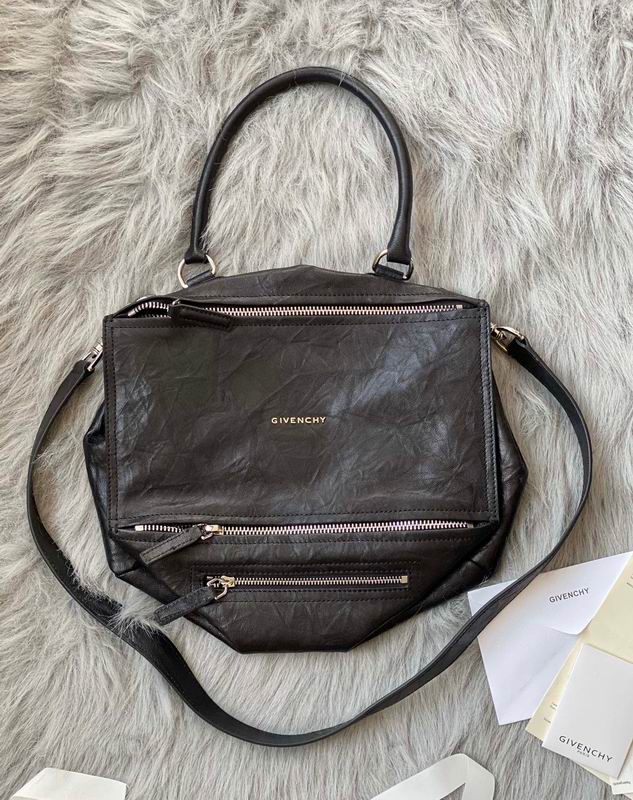 Givenchy Pandora Medium Top-Handle Bag in Black Crinkled Leather