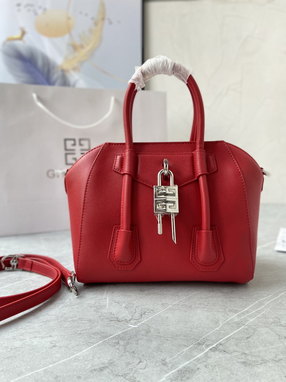 Givenchy Antigona Lock Mini Top-Handle Bag in Red Smooth Leather