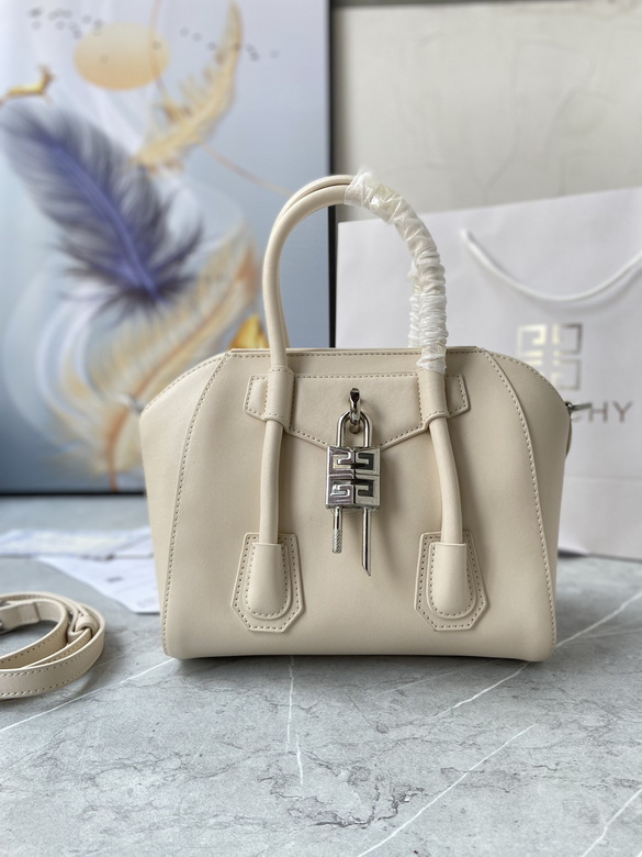 Givenchy Antigona Lock Mini Top-Handle Bag in Cream Smooth Leather