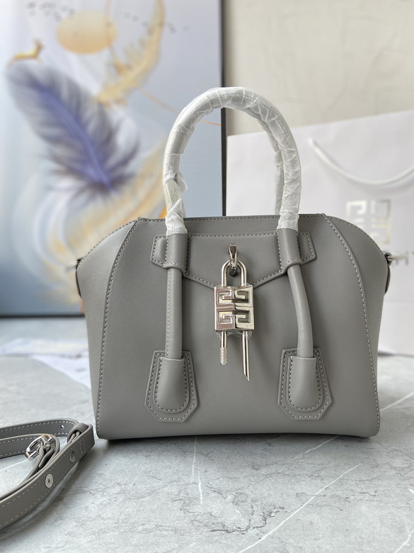 Givenchy Antigona Lock Mini Top-Handle Bag in Grey Smooth Leather