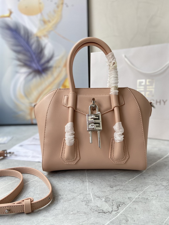 Givenchy Antigona Lock Mini Top-Handle Bag in Nude Beige Smooth Leather