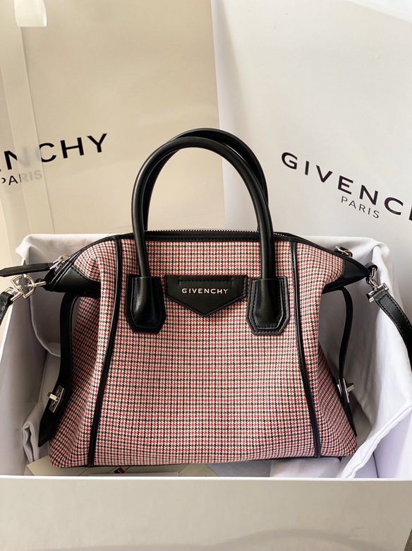 Givenchy Antigona Soft Small Top-Handle Bag in Pink Houndstooth with Black Leather