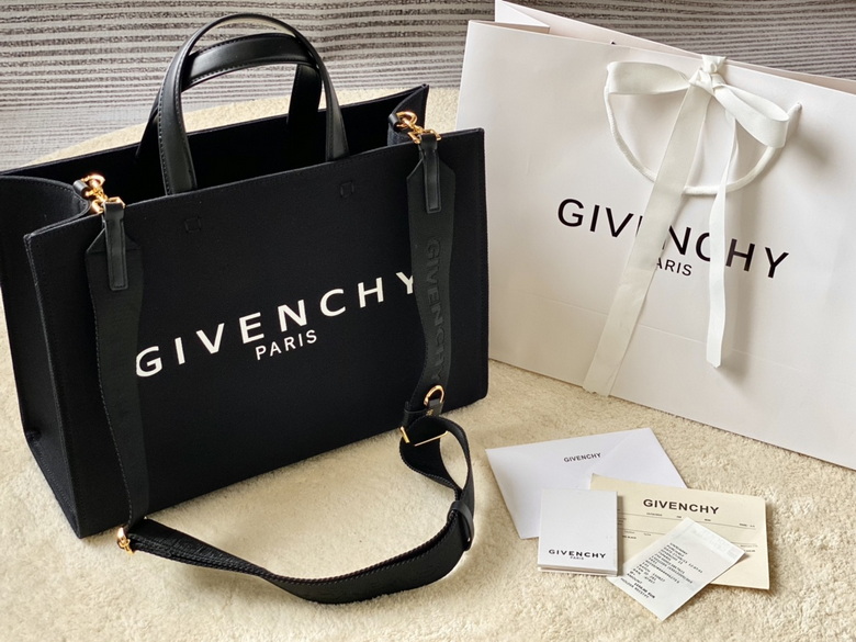 Givenchy G-Tote Medium Shopping Bag in Black Canvas with Shoulder Strap
