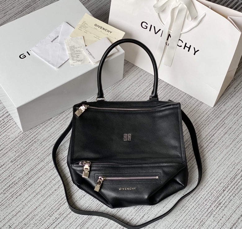 Givenchy Pandora Medium Top-Handle Bag in Black Grained Leather