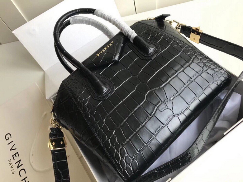 Givenchy Antigona Top-Handle Bag in Black Crocodile-Embossed Leather