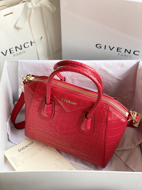 Givenchy Antigona Top-Handle Bag in Red Croc-Embossed Leather