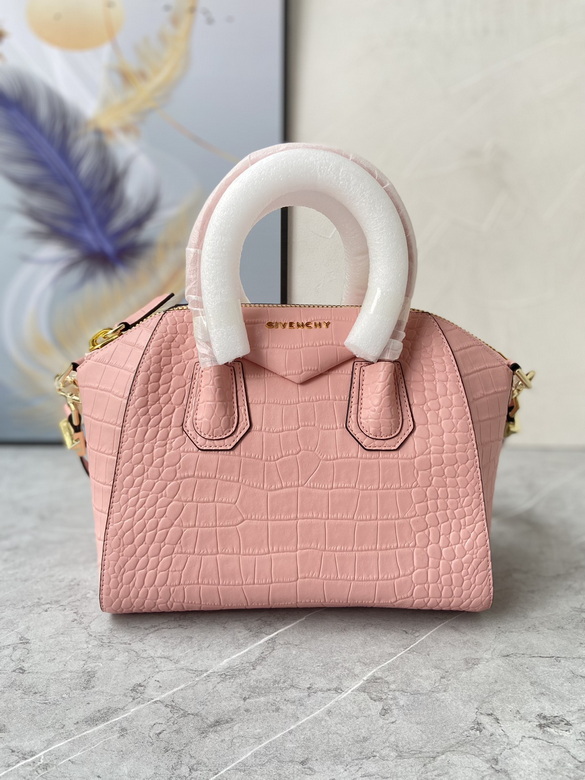 Givenchy Antigona Top-Handle Bag in Pink Croc-Embossed Leather