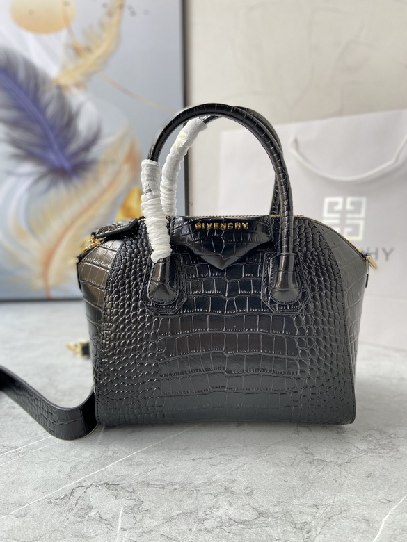 Givenchy Antigona Small Top-Handle Bag in Black Crocodile-Embossed Leather