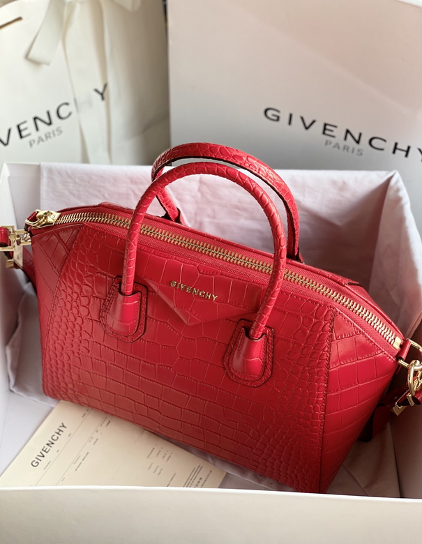 Givenchy Antigona Medium Top-Handle Bag in Red Croc-Embossed Leather