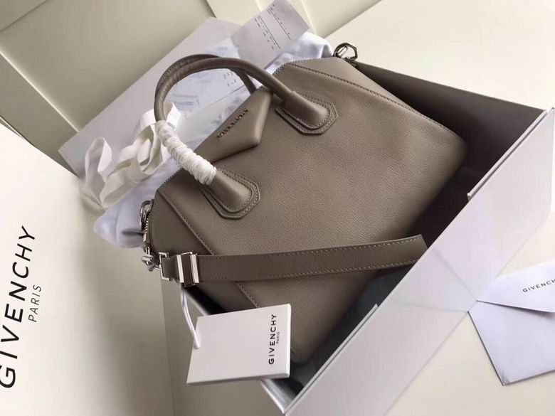 Givenchy Antigona Small Top-Handle Bag in Taupe Grey Grained Leather