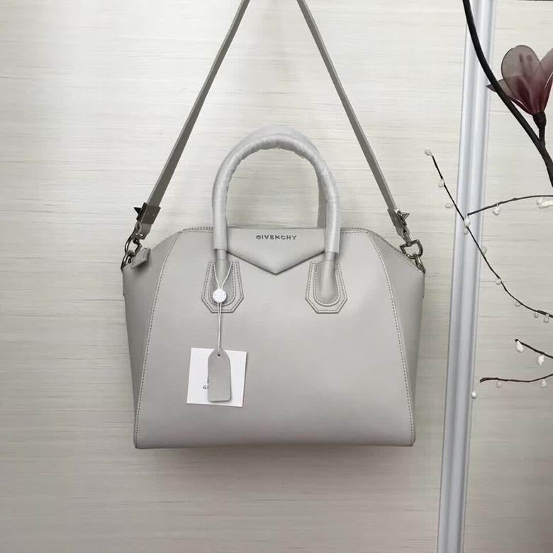 Givenchy Antigona Small Top-Handle Bag with Strap in Light Grey Leather