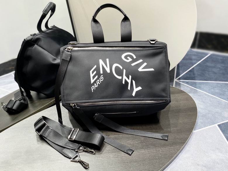 Givenchy Pandora Large Messenger Bag in Black Nylon with Refracted Logo Print