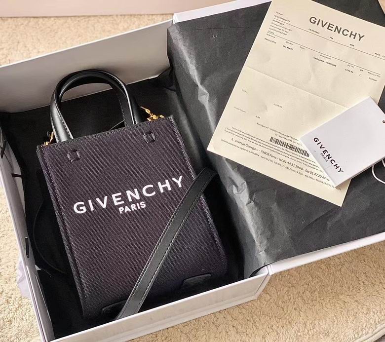 Givenchy G-Tote Mini Vertical Tote Bag in Black Canvas with Crossbody Strap